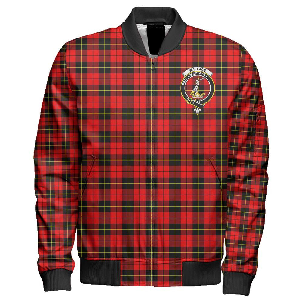 Wallace Hunting - Red Tartan Classic Crest Zipper Bomber Jacket