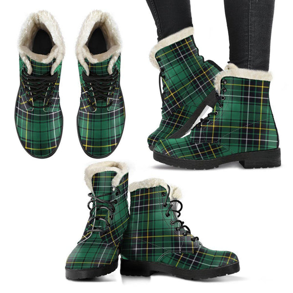 Macalpine Ancient Tartan Classic Faux Fur Leather Boots