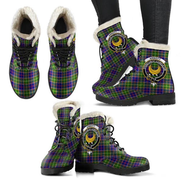 Arnott Tartan Classic Faux Fur Leather Boots