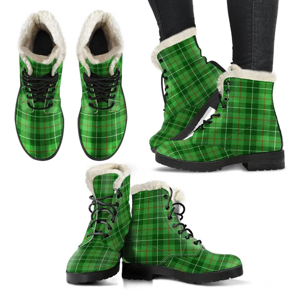 Galloway District Tartan Classic Faux Fur Leather Boots