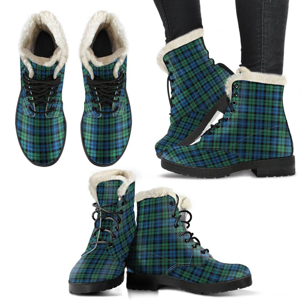 Campbell Ancient 02 Tartan Classic Faux Fur Leather Boots