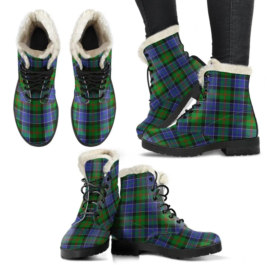 Paterson Tartan Classic Faux Fur Leather Boots