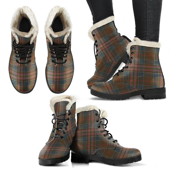 Kennedy Weathered Tartan Classic Faux Fur Leather Boots