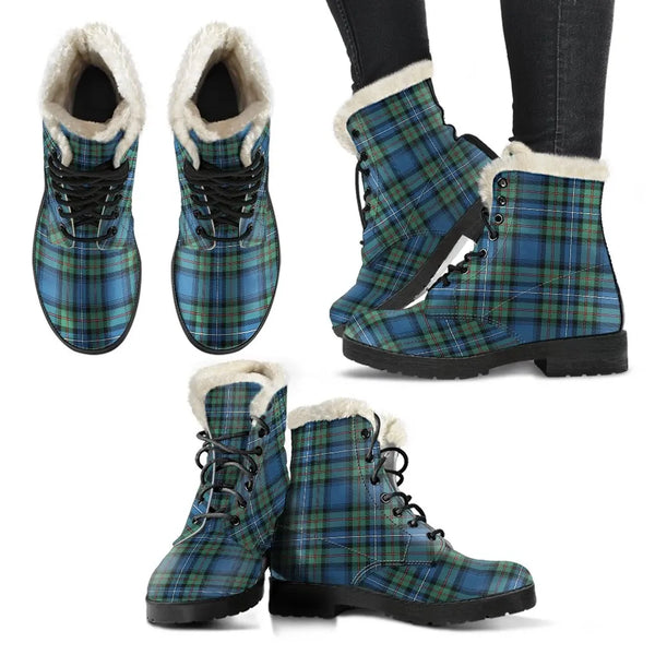 Robertson Hunting Ancient Tartan Classic Faux Fur Leather Boots