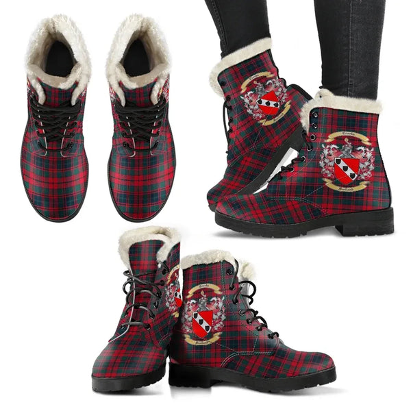 Crook Modern Tartan Classic Faux Fur Leather Boots