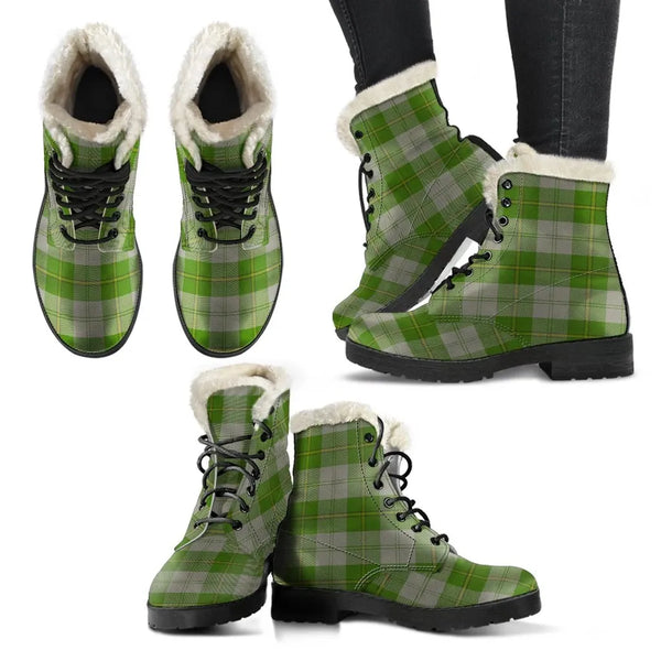 Cunningham Dress Green Dancers Tartan Classic Faux Fur Leather Boots