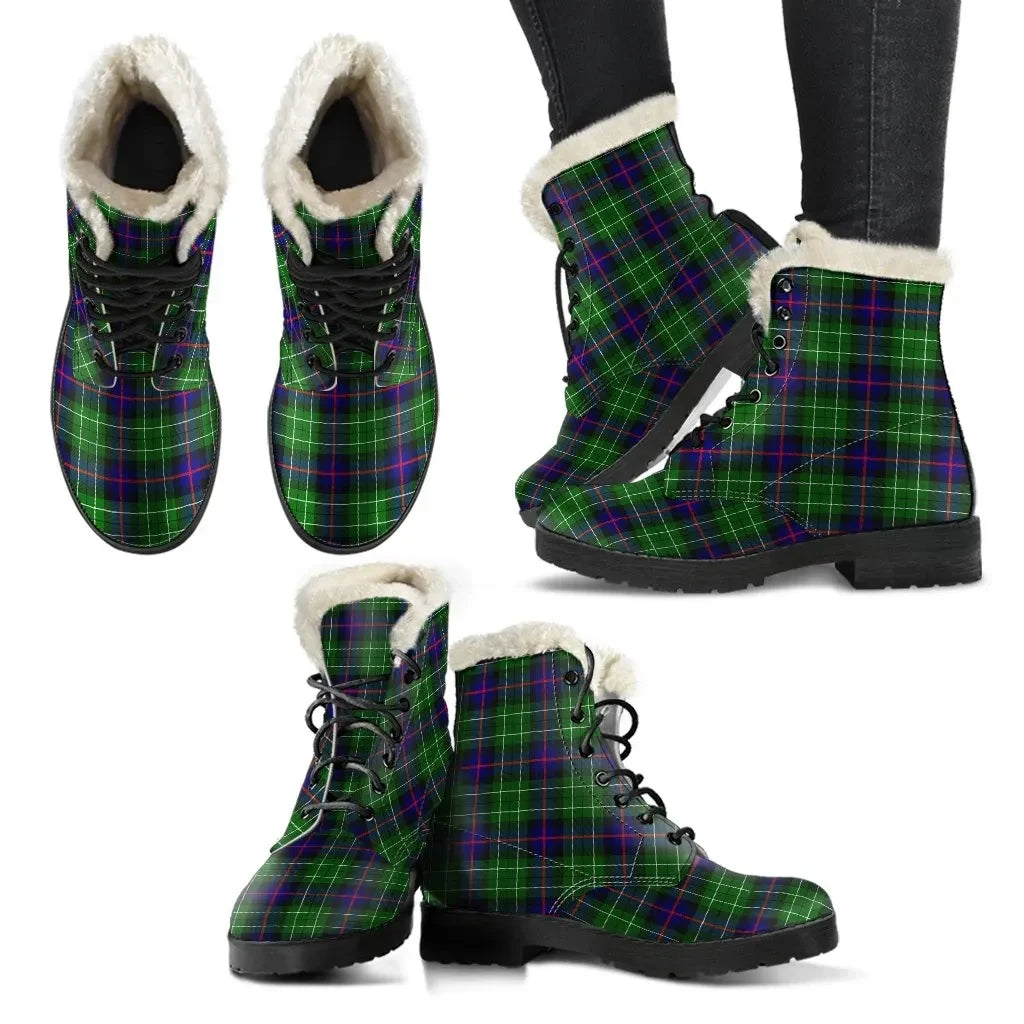 Leslie Hunting Tartan Classic Faux Fur Leather Boots