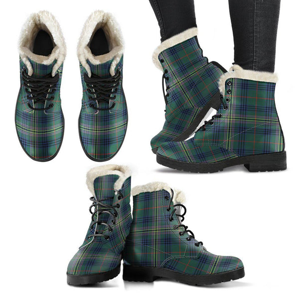 Kennedy Modern Tartan Classic Faux Fur Leather Boots