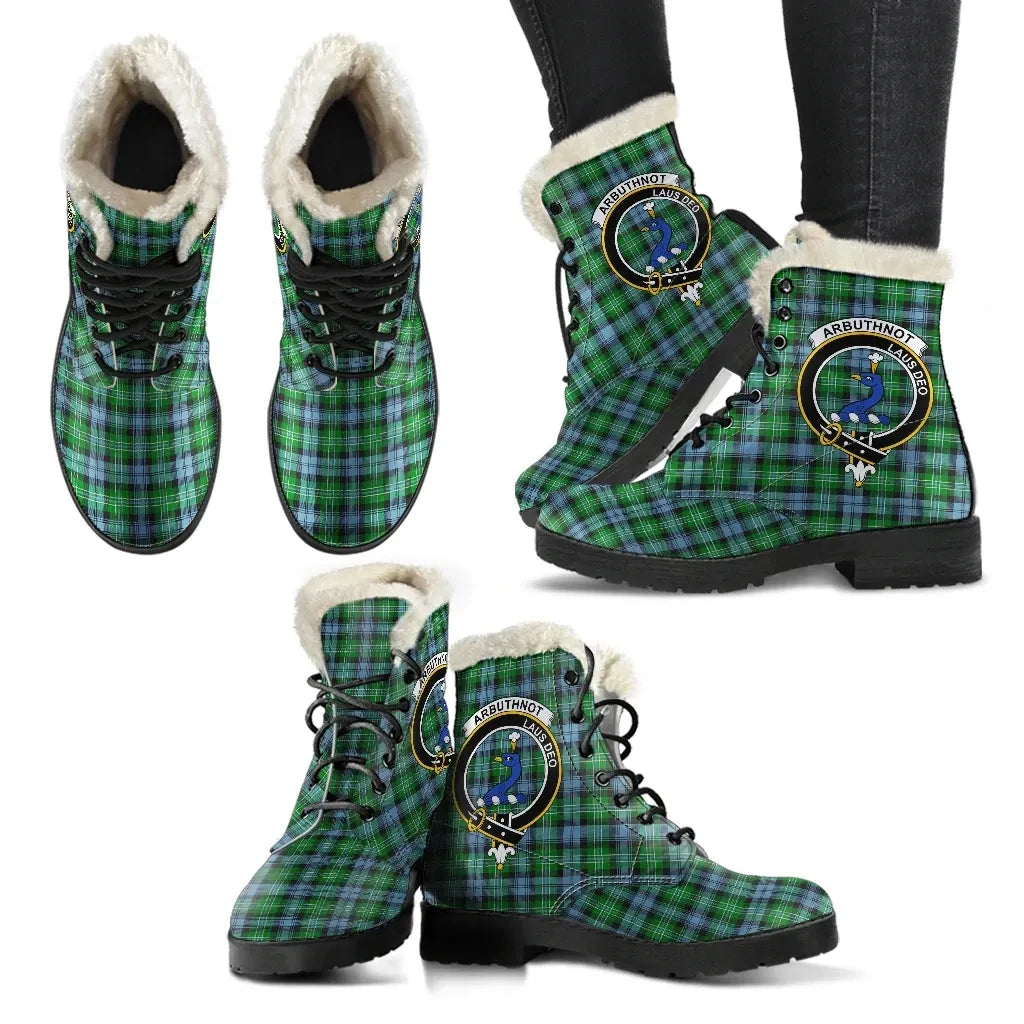 Arbuthnott Tartan Classic Faux Fur Leather Boots