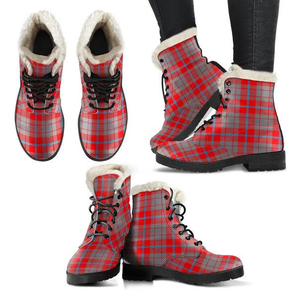 Moubray Tartan Classic Faux Fur Leather Boots