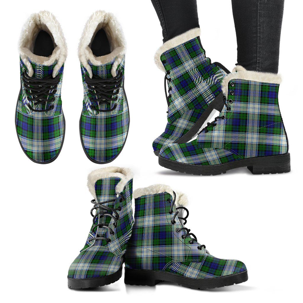 Blackwatch Dress Modern Tartan Classic Faux Fur Leather Boots