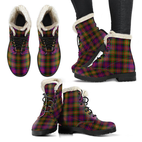 Carnegie Modern Tartan Classic Faux Fur Leather Boots