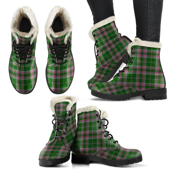 Gray Hunting Tartan Classic Faux Fur Leather Boots