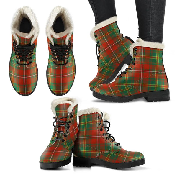 Hay Ancient Tartan Classic Faux Fur Leather Boots