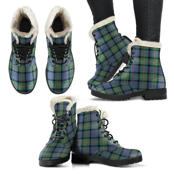 Macdonnell Of Glengarry Ancient Tartan Classic Faux Fur Leather Boots