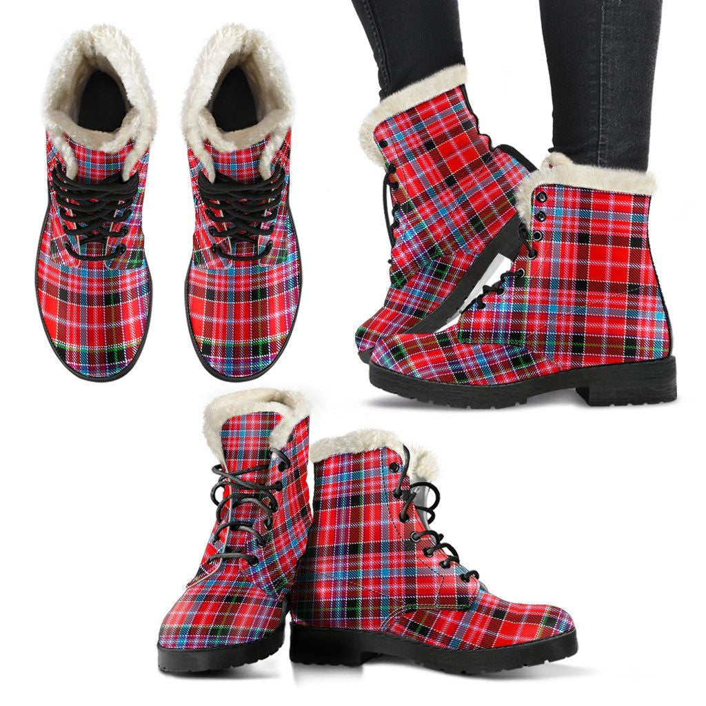 Aberdeen District Tartan Classic Faux Fur Leather Boots