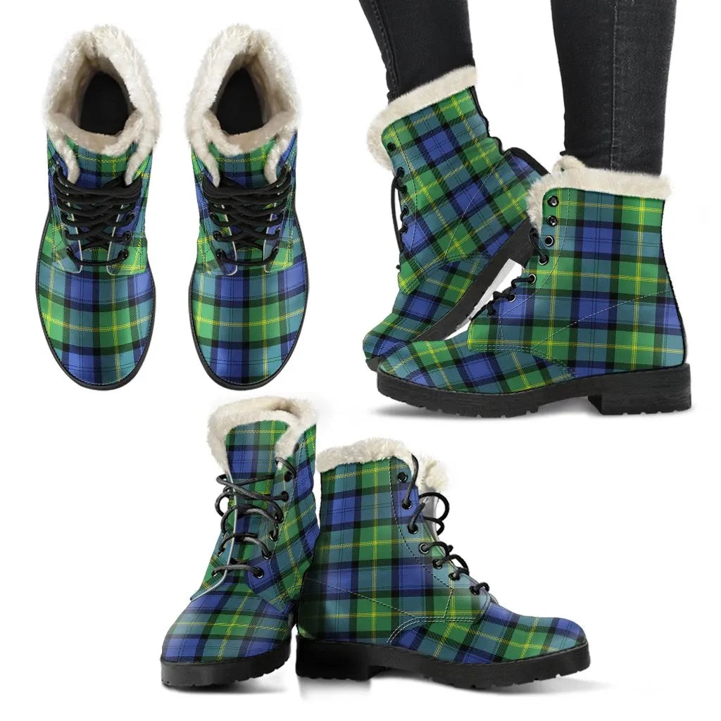 Gordon Old Ancient Tartan Classic Faux Fur Leather Boots