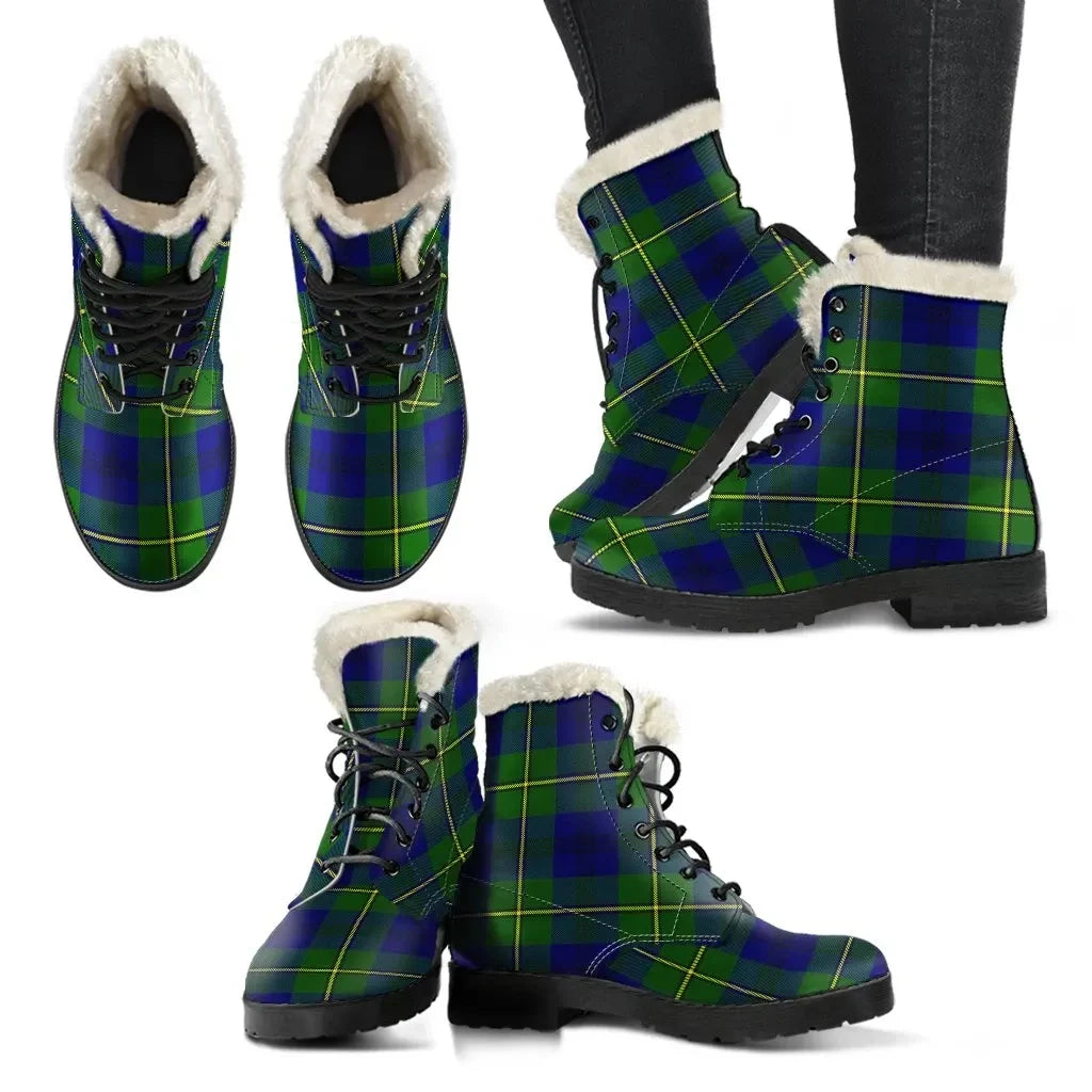 Johnston Modern Tartan Classic Faux Fur Leather Boots