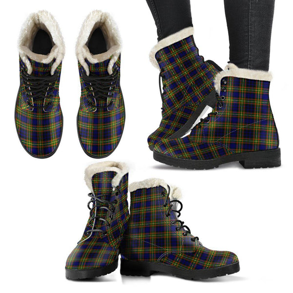 Clelland Modern Tartan Classic Faux Fur Leather Boots