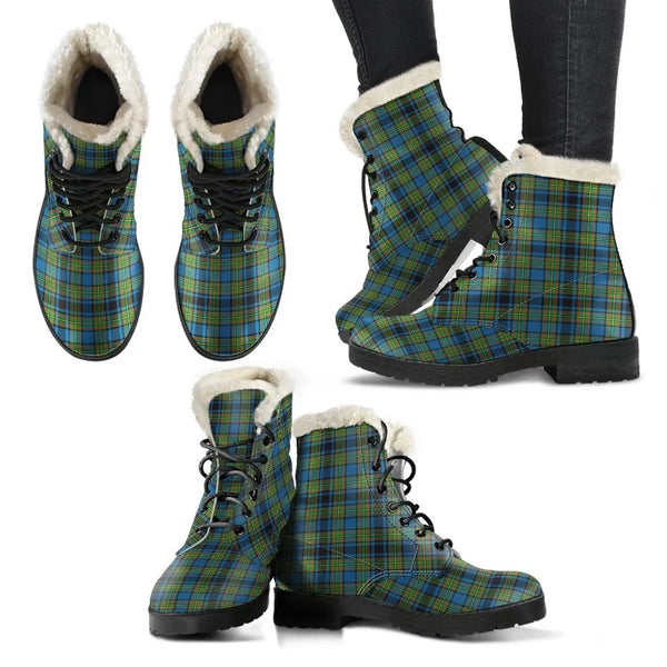 Gillies Ancient Tartan Classic Faux Fur Leather Boots