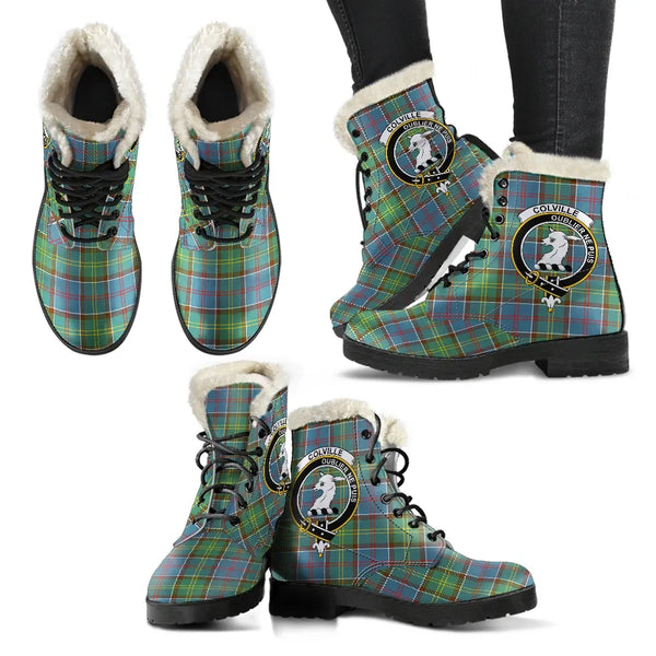 Colville district Tartan Classic Faux Fur Leather Boots