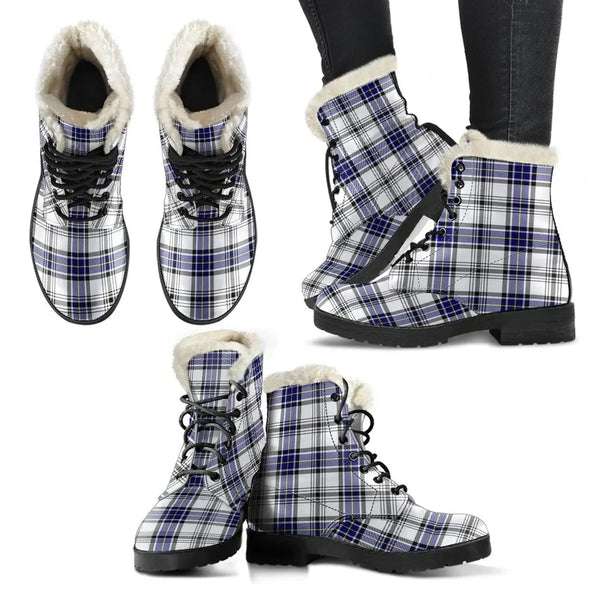 Hannay Modern Tartan Classic Faux Fur Leather Boots