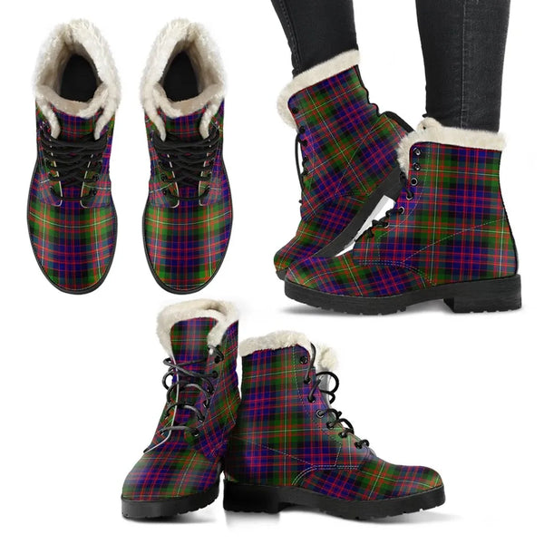 Macdonnell Of Glengarry Modern Tartan Classic Faux Fur Leather Boots