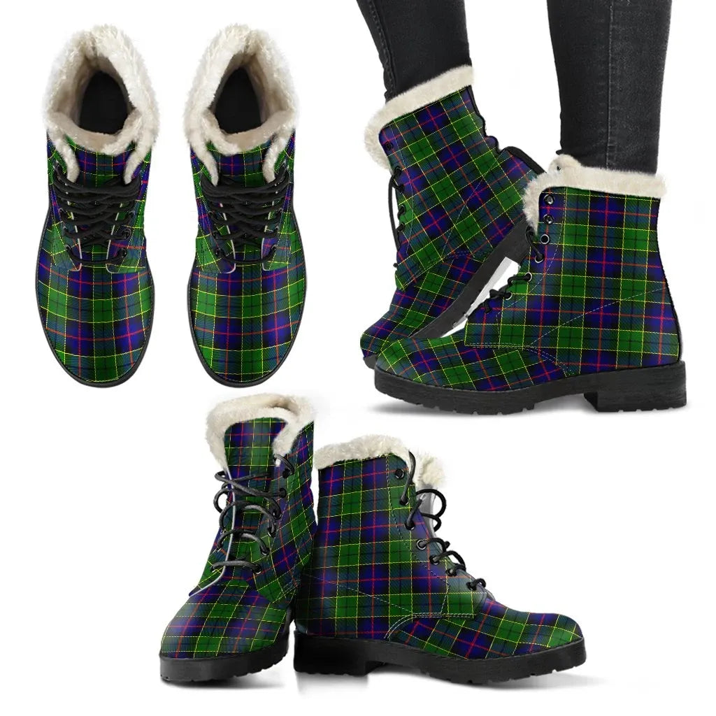 Forsyth Modern Tartan Classic Faux Fur Leather Boots