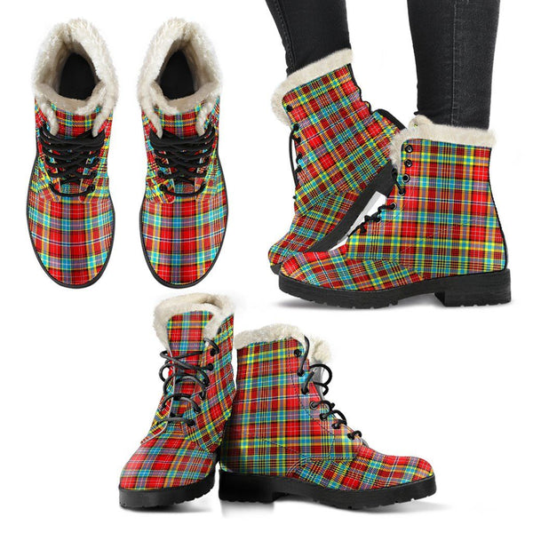 Ogilvie Tartan Classic Faux Fur Leather Boots