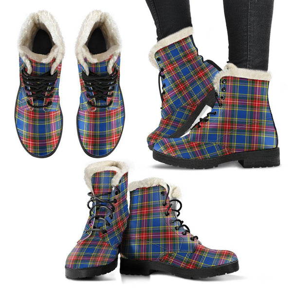 Macbeth Modern Tartan Classic Faux Fur Leather Boots