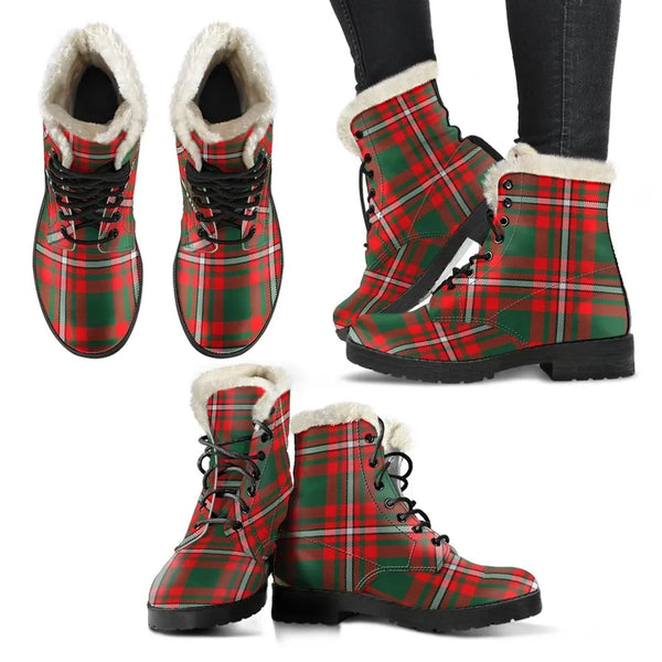 Princess Margaret Tartan Classic Faux Fur Leather Boots