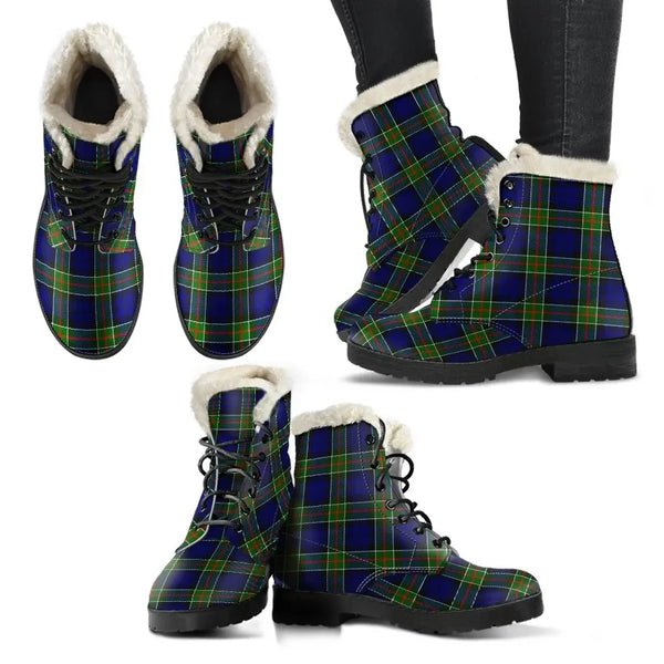 Colquhoun Modern Tartan Classic Faux Fur Leather Boots