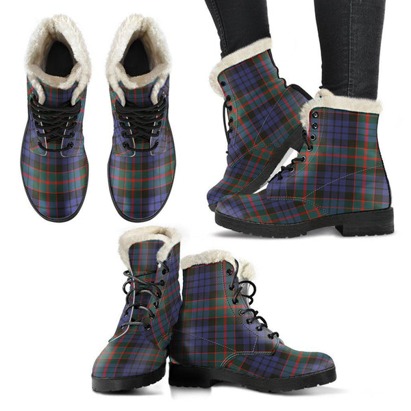 Fletcher Of Dunans Tartan Classic Faux Fur Leather Boots