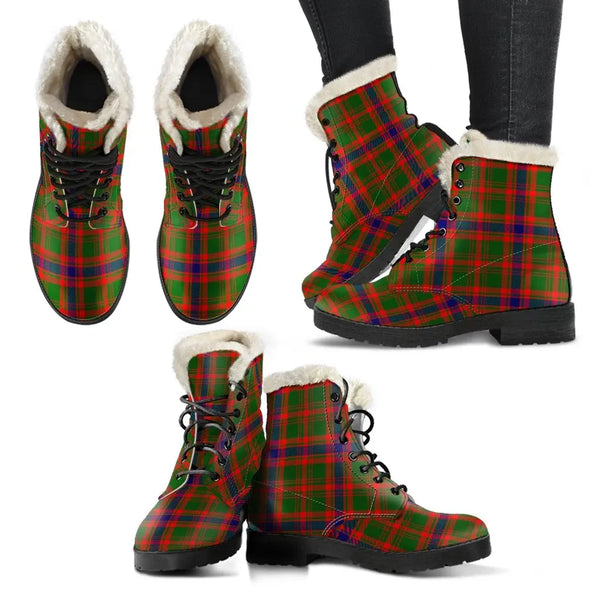 Nithsdale District Tartan Classic Faux Fur Leather Boots