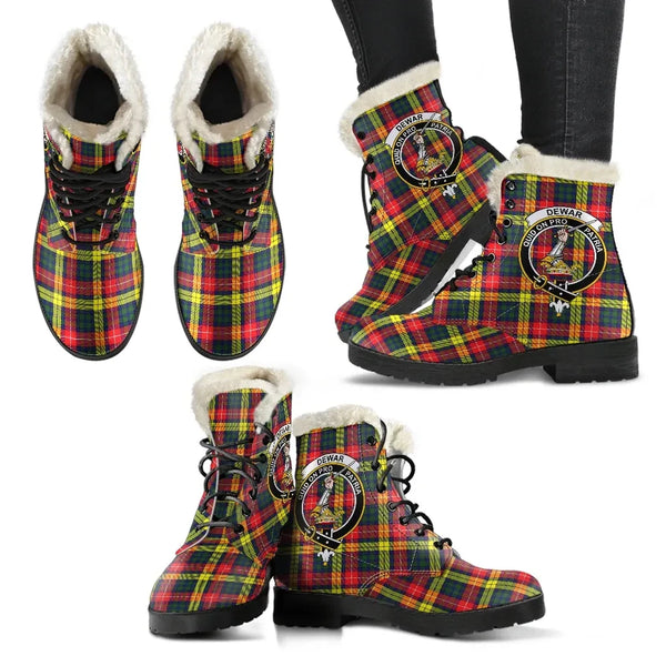 Dewar Tartan Classic Faux Fur Leather Boots