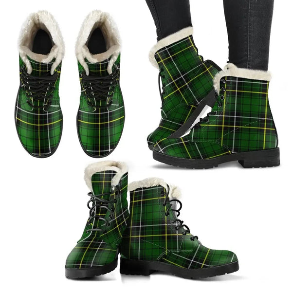 Macalpine Modern Tartan Classic Faux Fur Leather Boots