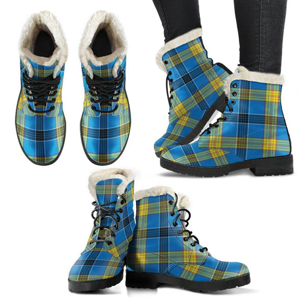 Laing Tartan Classic Faux Fur Leather Boots