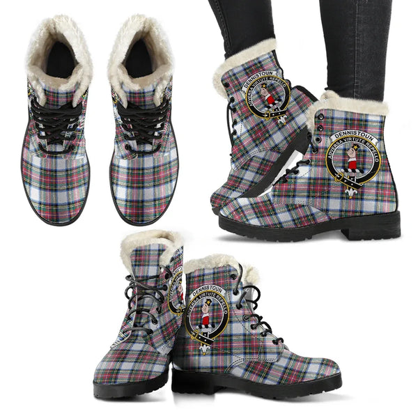 Dennistoun Tartan Classic Faux Fur Leather Boots