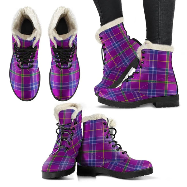 Jackson Tartan Classic Faux Fur Leather Boots