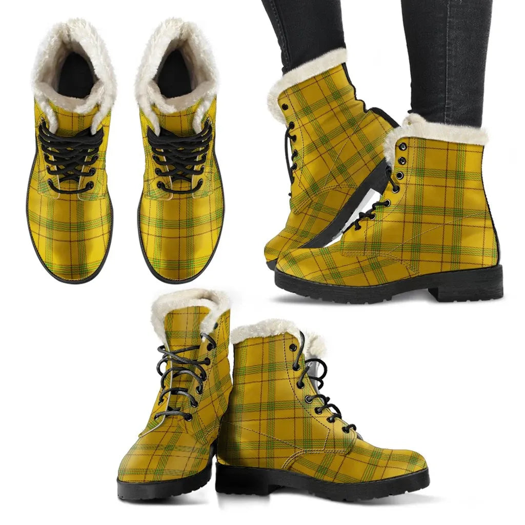 Houston Tartan Classic Faux Fur Leather Boots