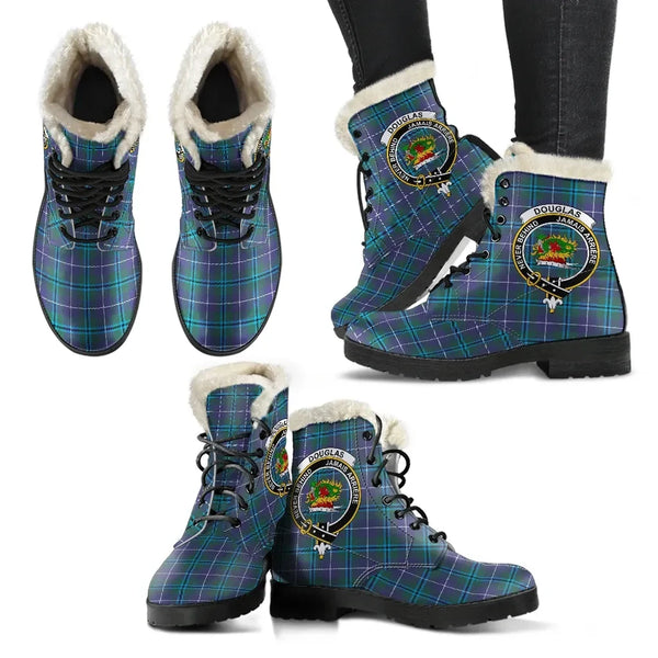 Douglas Modern Tartan Classic Faux Fur Leather Boots