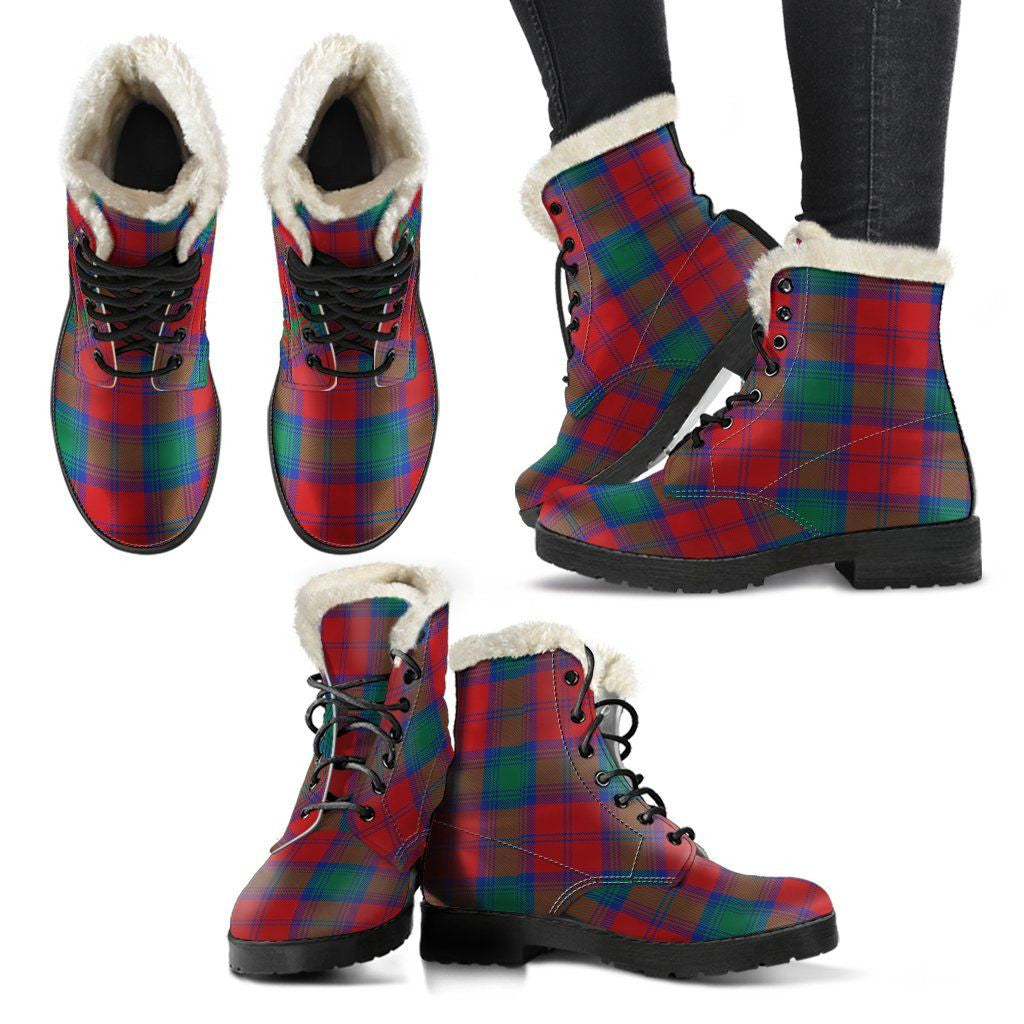 Lindsay Modern Tartan Classic Faux Fur Leather Boots