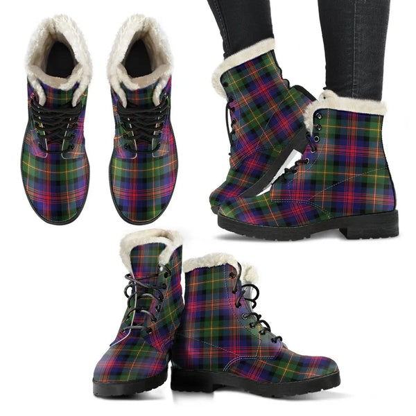 Logan Modern Tartan Classic Faux Fur Leather Boots