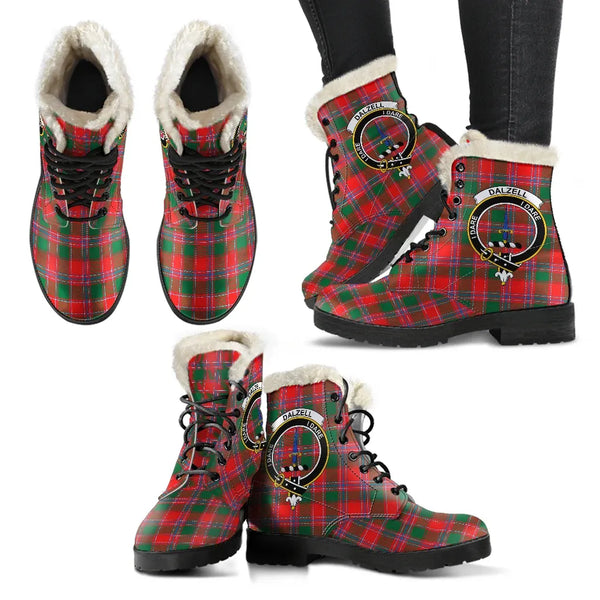 Dalziel Modern Tartan Classic Faux Fur Leather Boots