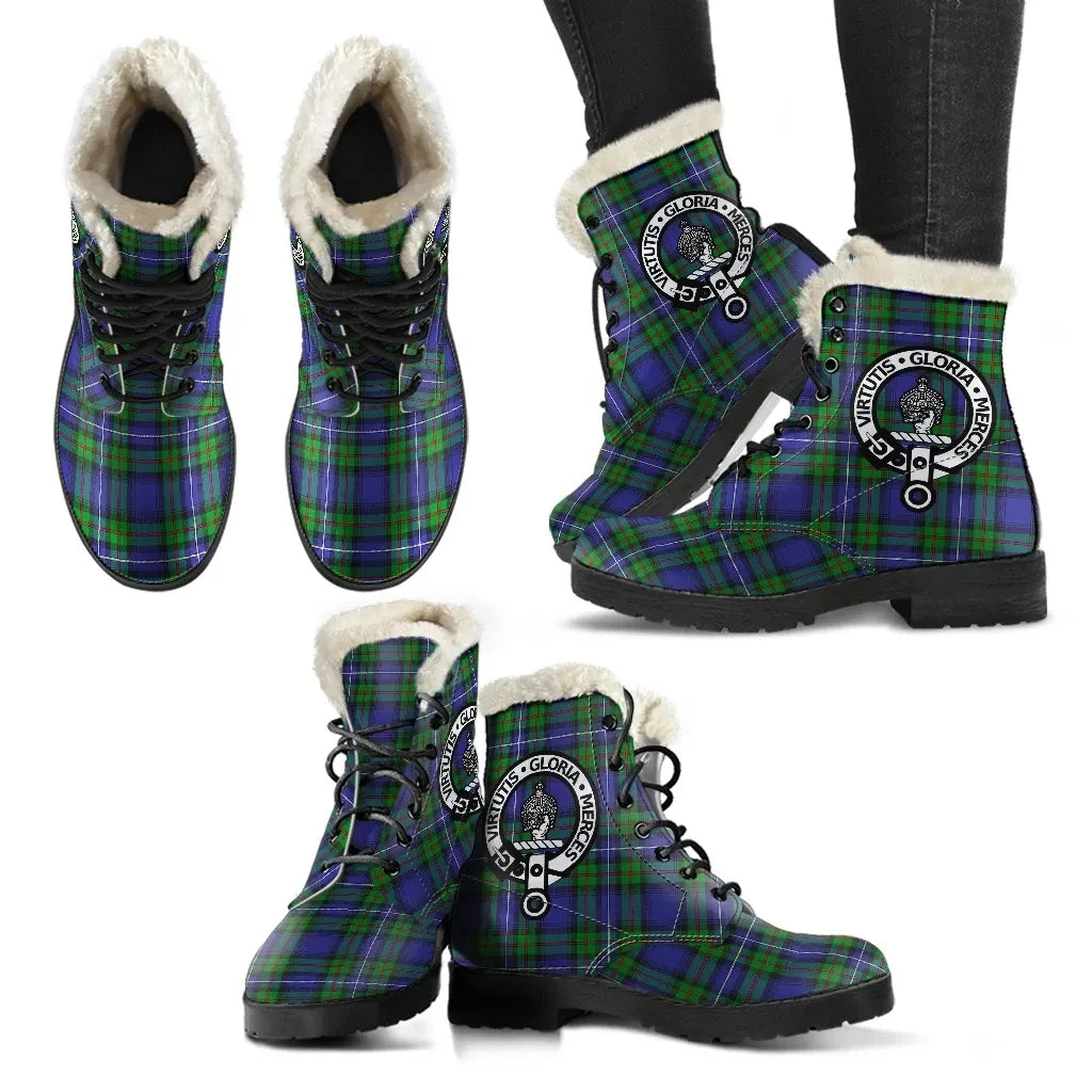 Donnachaidh Tartan Classic Faux Fur Leather Boots