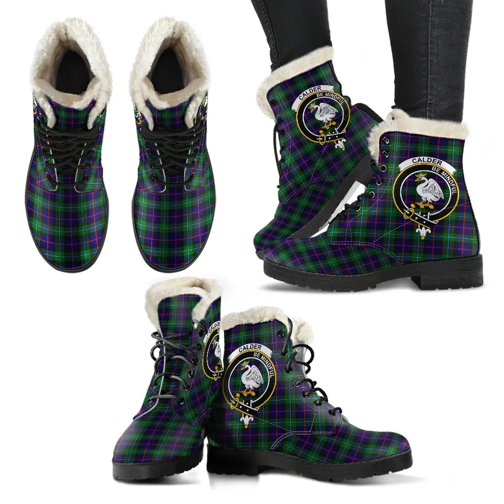 Calder Modern Tartan Classic Faux Fur Leather Boots