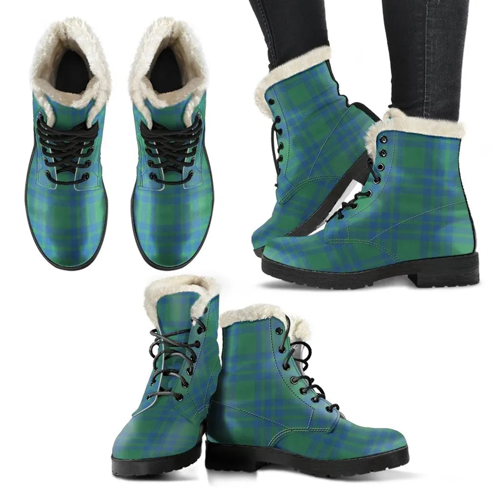 Montgomery Ancient Tartan Classic Faux Fur Leather Boots