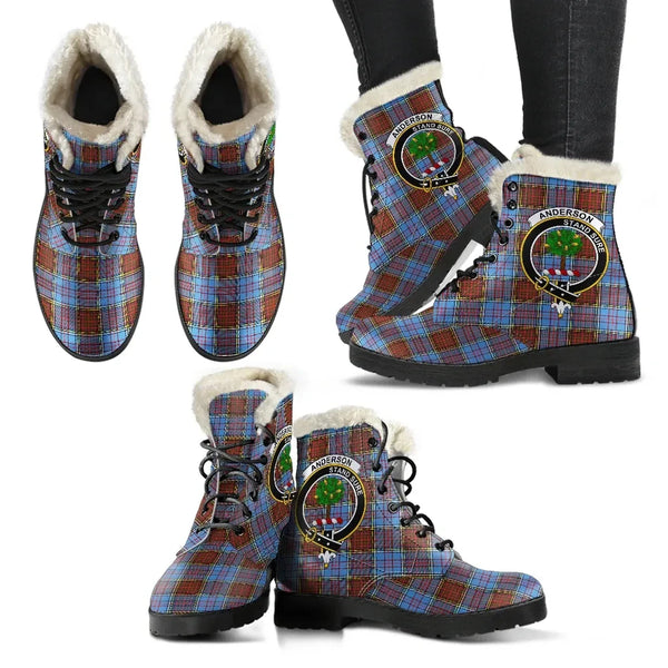 Anderson Modern Tartan Classic Faux Fur Leather Boots