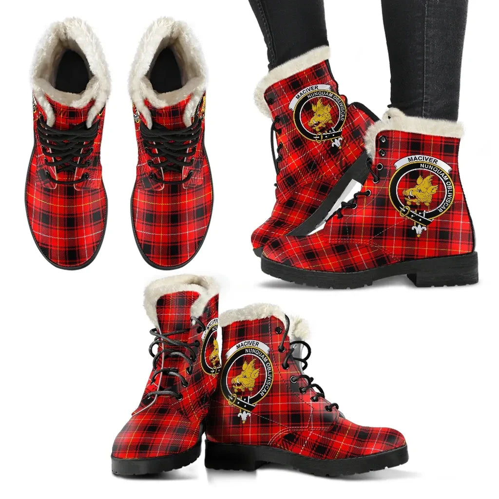 MacIver Tartan Classic Faux Fur Leather Boots