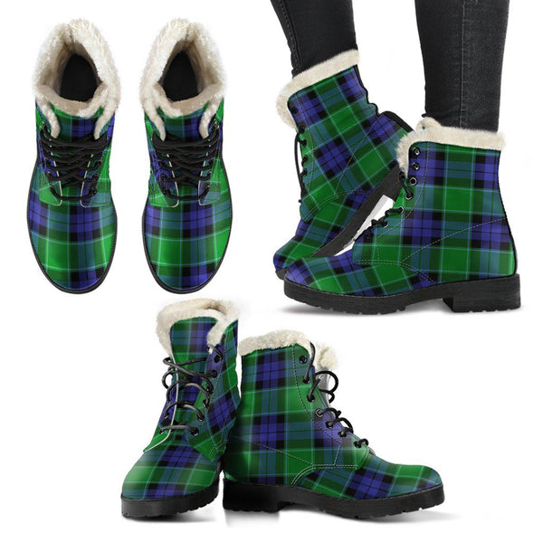 Graham Of Menteith Modern Tartan Classic Faux Fur Leather Boots